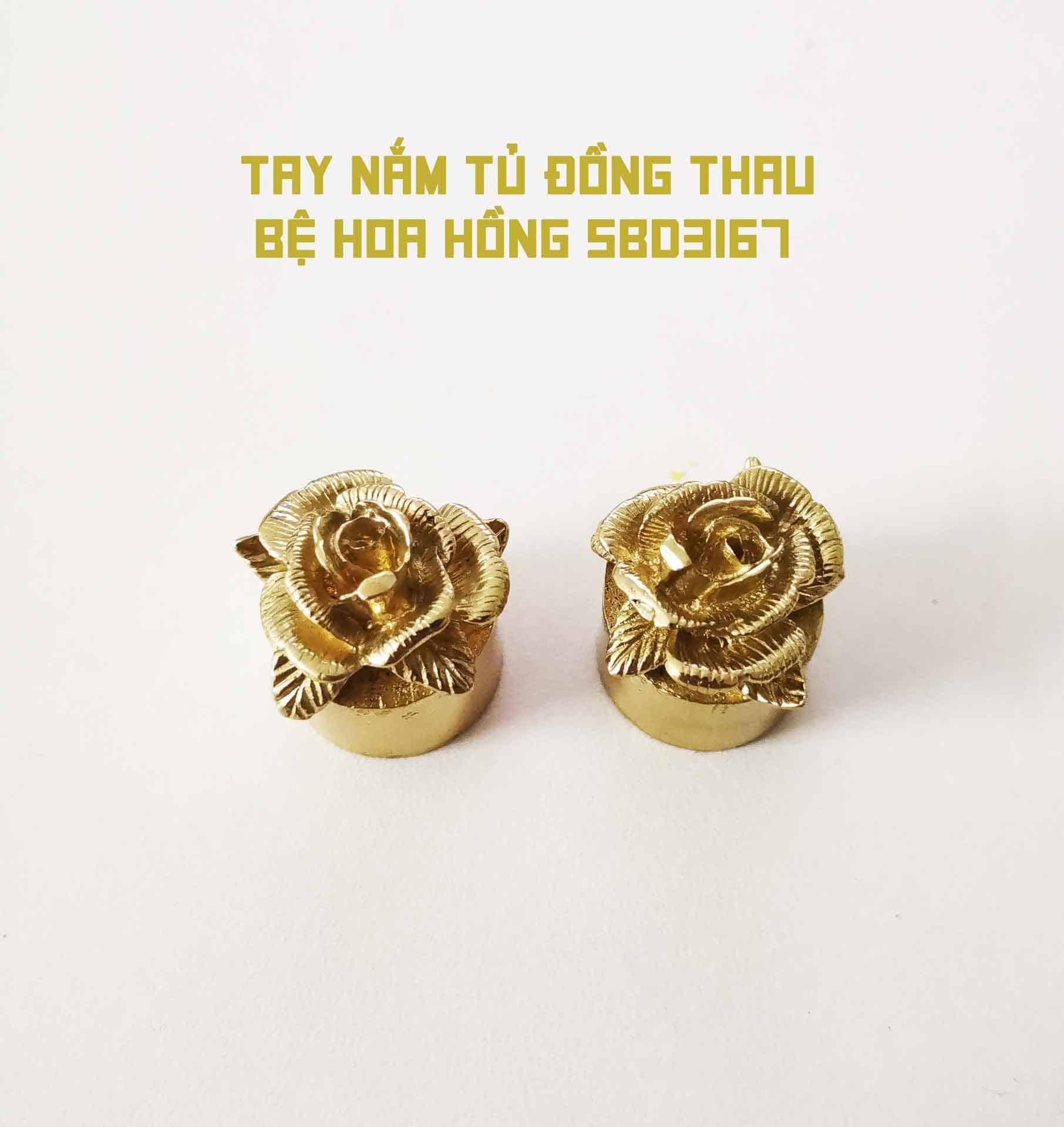 Tay nắm tủ đồng thau bệ hoa hồng SBD3167 8