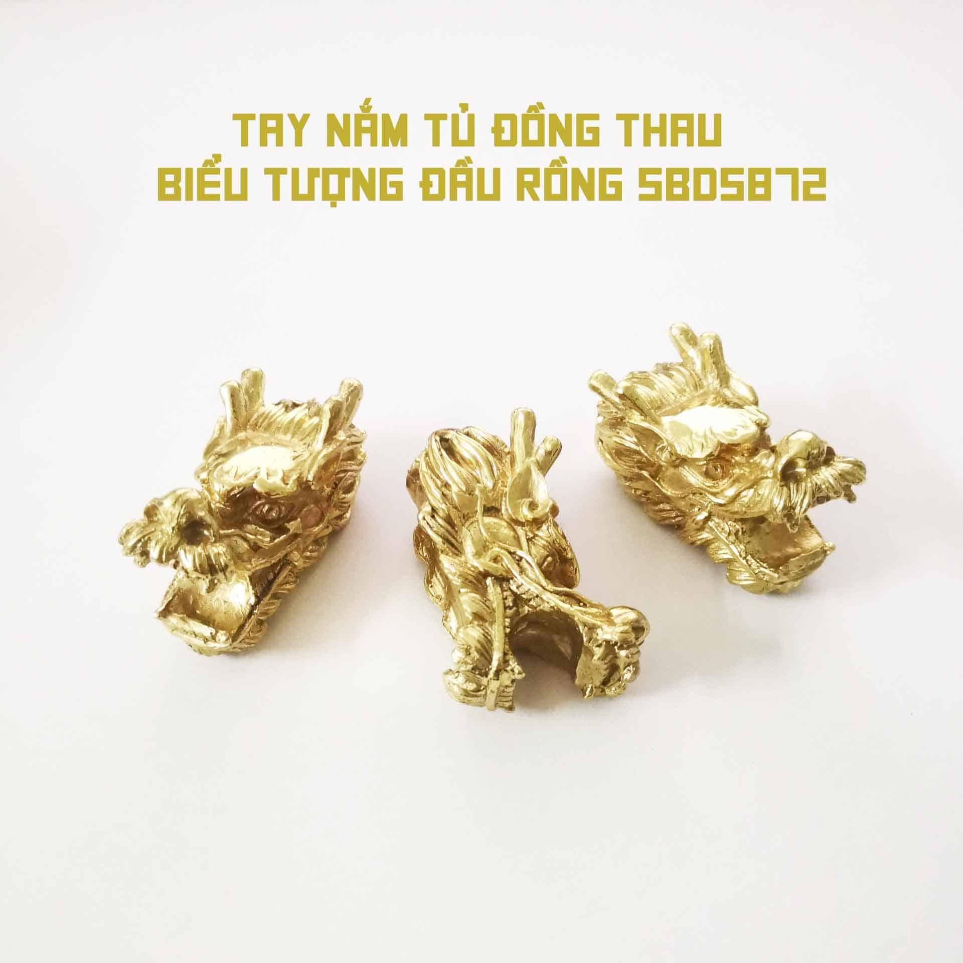 Tay nắm tủ đồng thau biểu tượng đầu rồng SBD5872 9