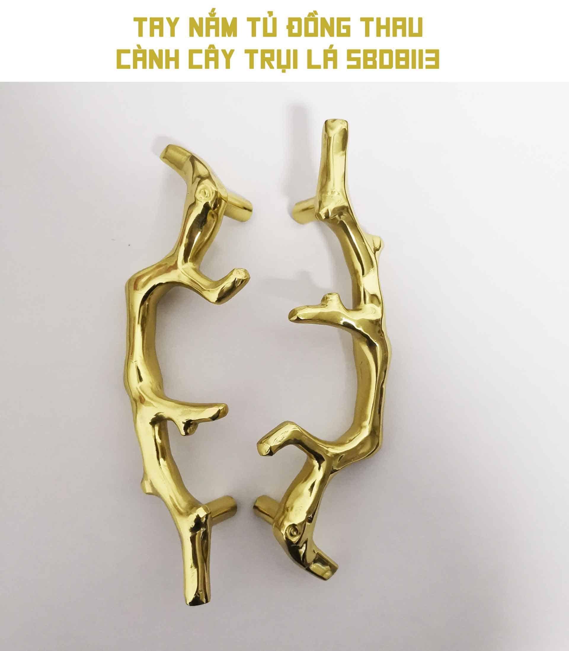 Tay nắm tủ đồng thau cành cây trụi lá SBD8113 6