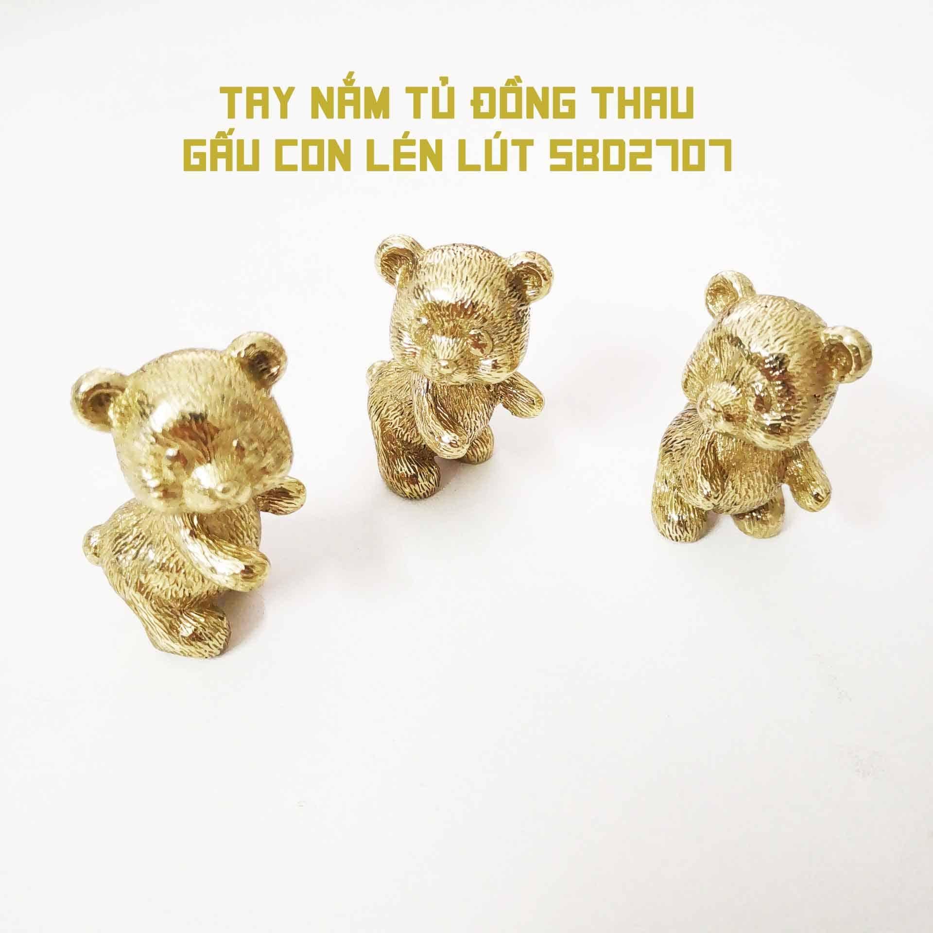 Tay nắm tủ đồng thau gấu con lén lút SBD2707 9