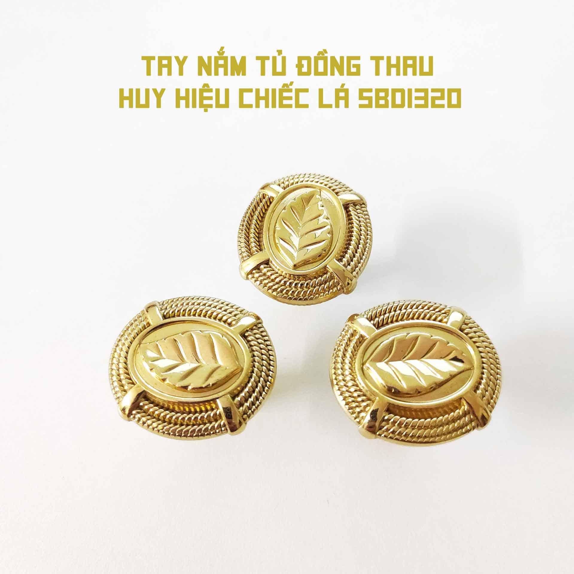 Tay nắm tủ đồng thau huy hiệu chiếc lá SBD1320 8