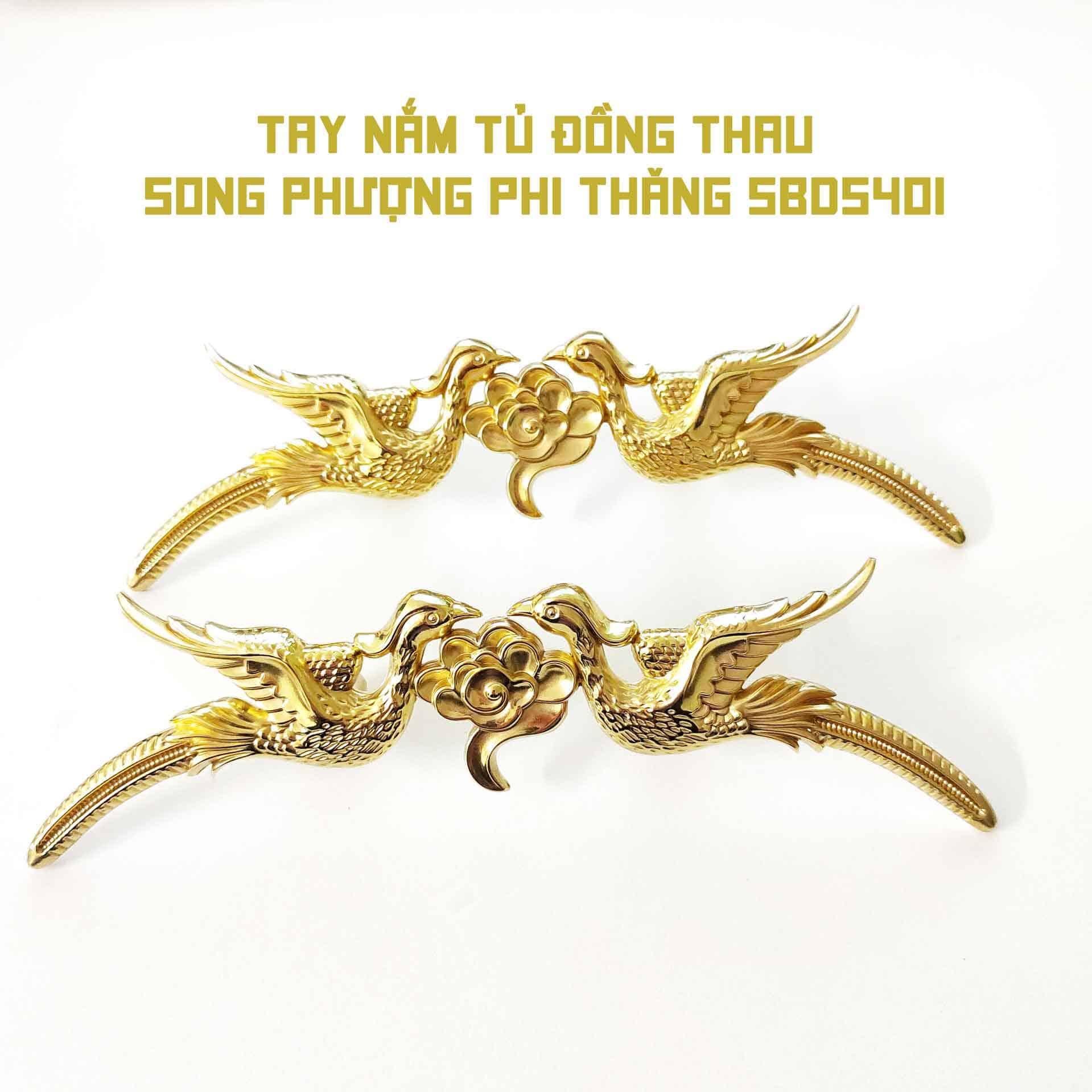 Tay nắm tủ đồng thau song phượng phi thăng SBD5401 9