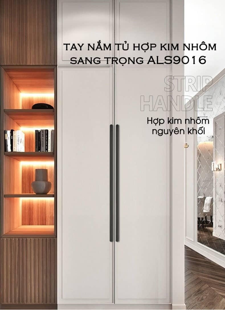 Tay nắm tủ nhôm dài cho tủ quần áo màu đen ALS9016B 11