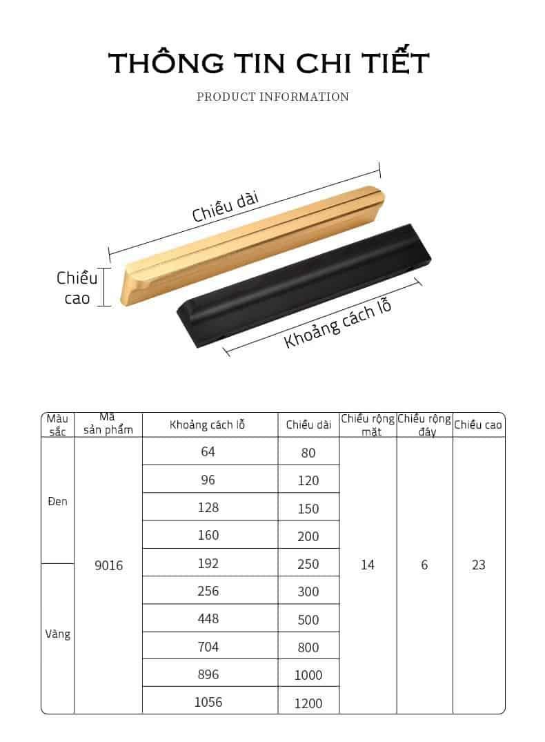 Tay nắm tủ nhôm dài cho tủ quần áo màu đen ALS9016B 25