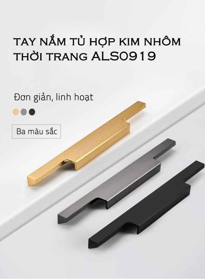 Tay nắm tủ hợp kim nhôm tối giản màu đen ALS0919B 14