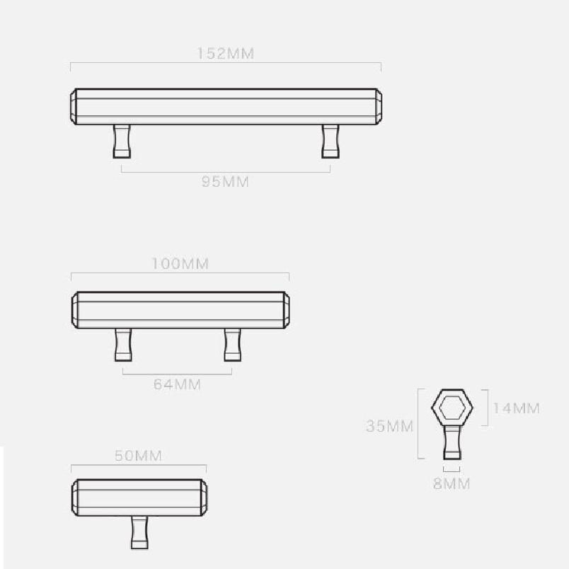 Tay nắm tủ áo bằng đồng lục giác hiện đại tối giản AX25HB