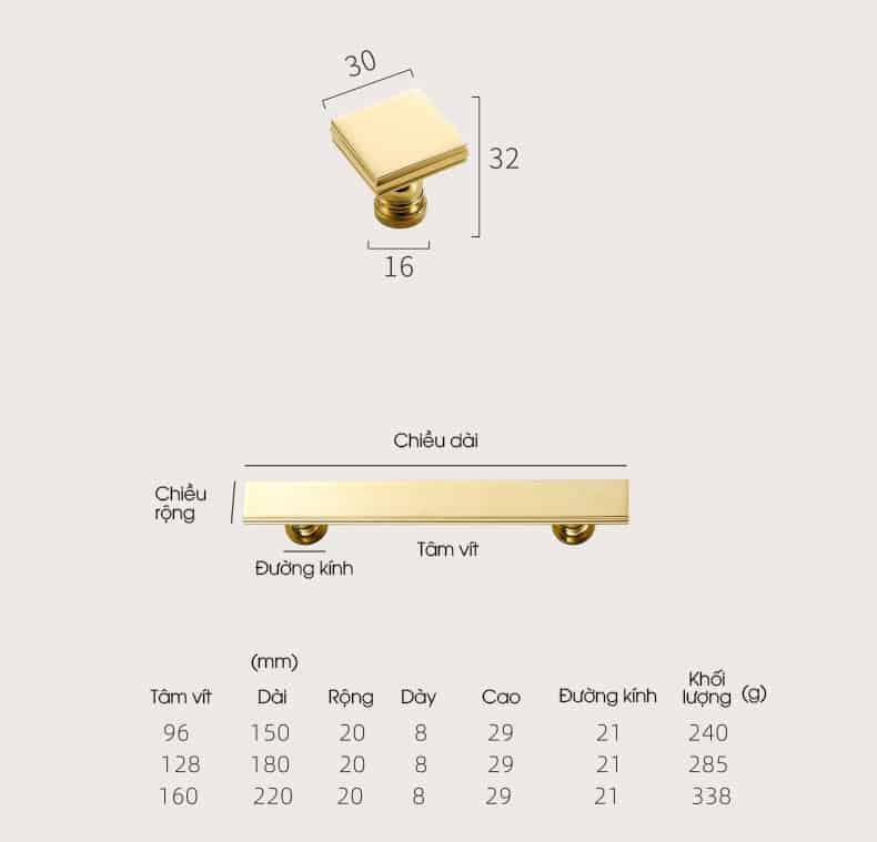 Tay nắm tủ quần áo hiện đại bằng đồng thau L1041 8