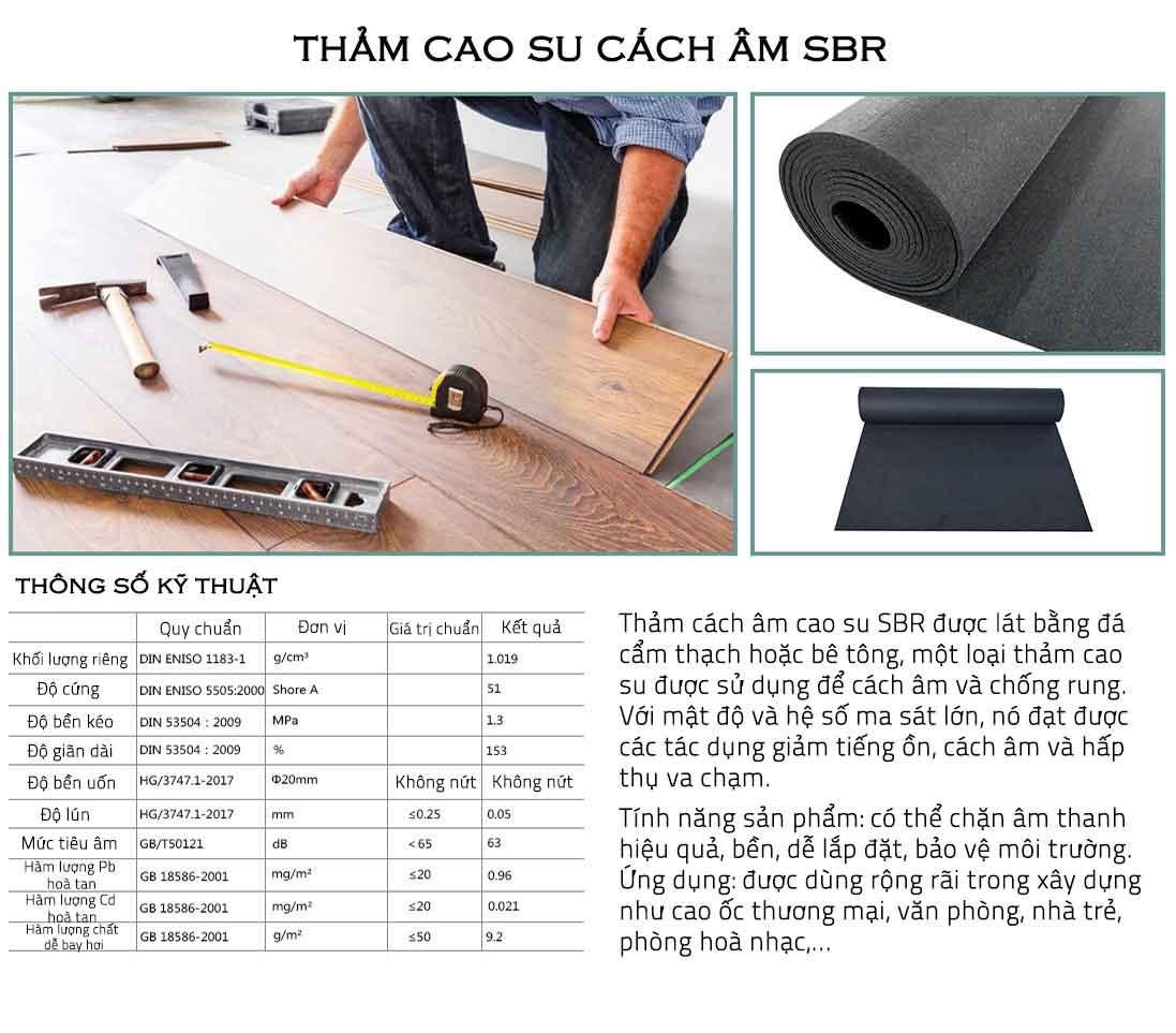 Thảm cuộn lót sàn cao su ly tâm cách âm đen TSBU10 8