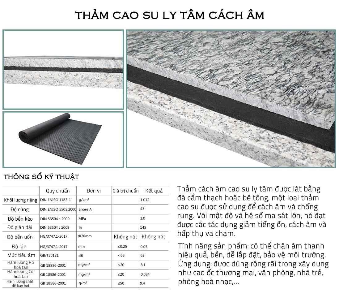 Thảm cuộn lót sàn cao su ly tâm cách âm đen TSBU10 6