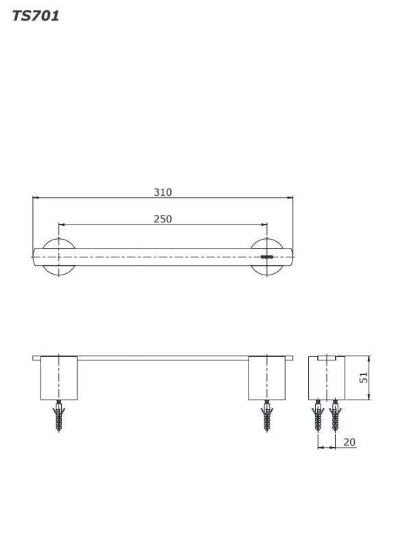 Thanh treo khăn đơn sang trọng TOTO TS701 1