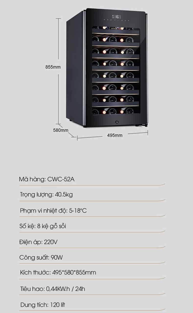 Tủ rượu vang mini Vinocave 35 chai CWC-52A 14