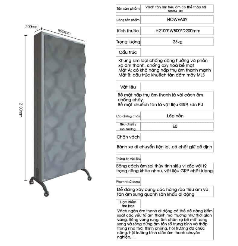 Vách tán âm tiêu âm có thể tháo rời SBAQ10H 15