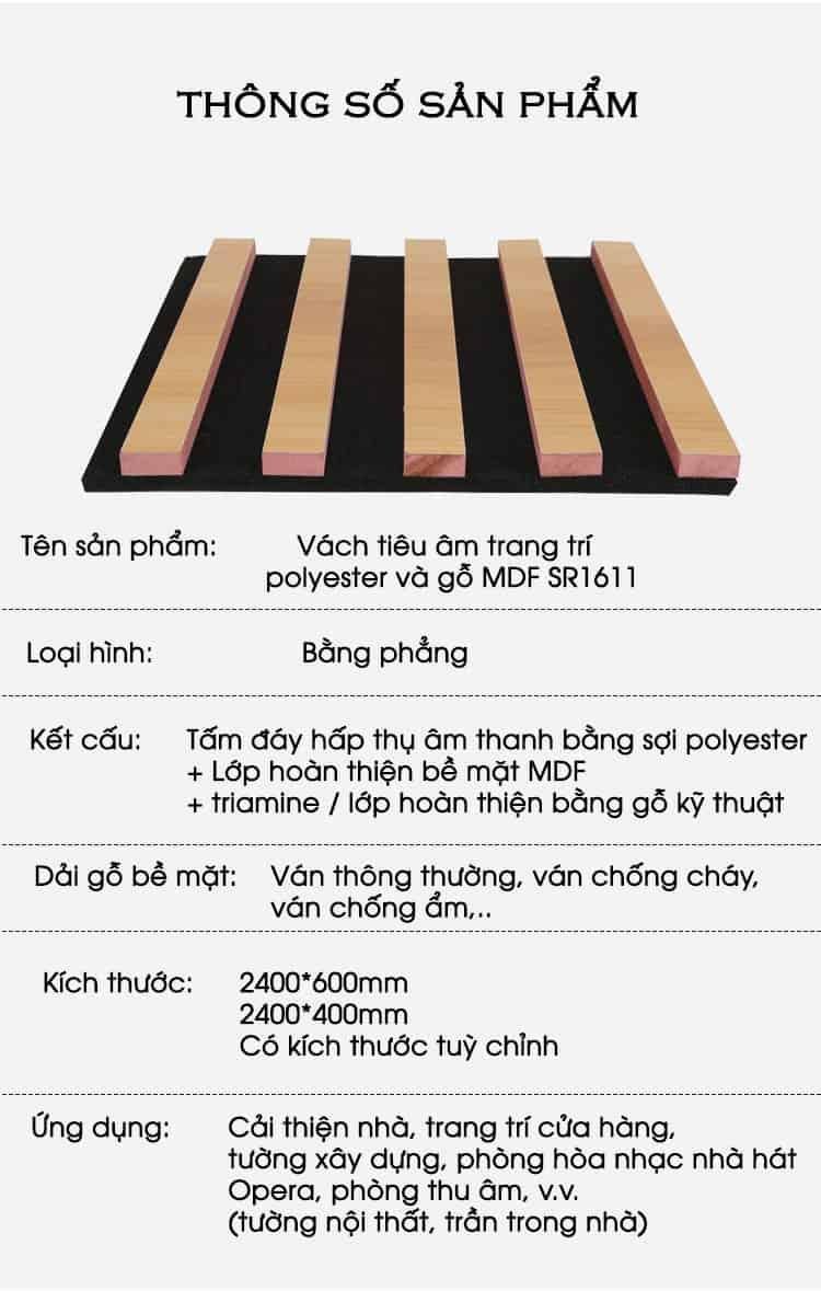 Vách tiêu âm trang trí polyester và gỗ MDF SR1611 19