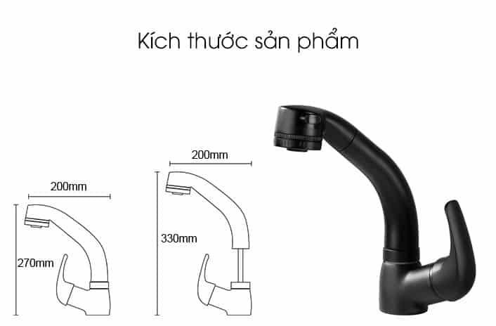 Vòi lavabo hợp kim đồng kiểu Đức màu đen DL9905-A 11