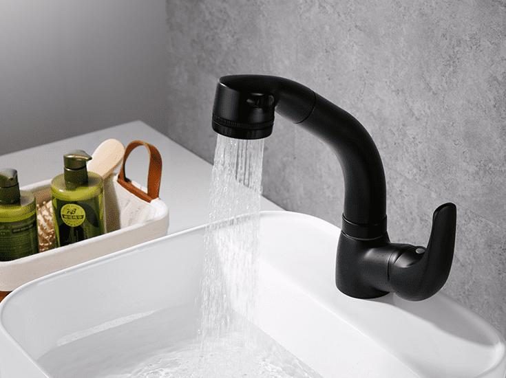 Vòi lavabo hợp kim đồng kiểu Đức màu đen DL9905-A 7