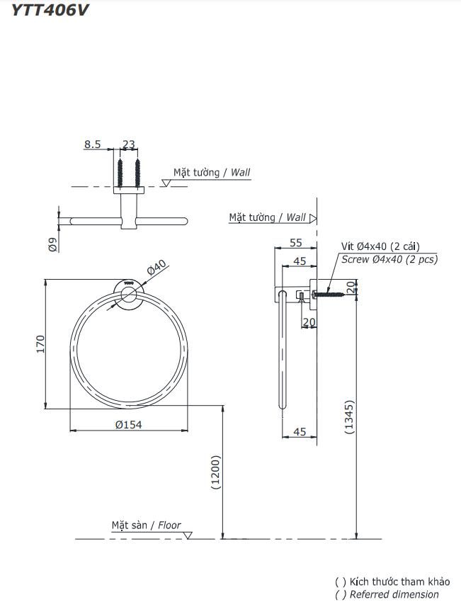 Vòng treo khăn tắm cao cấp L Collection TOTO YTT406V 1