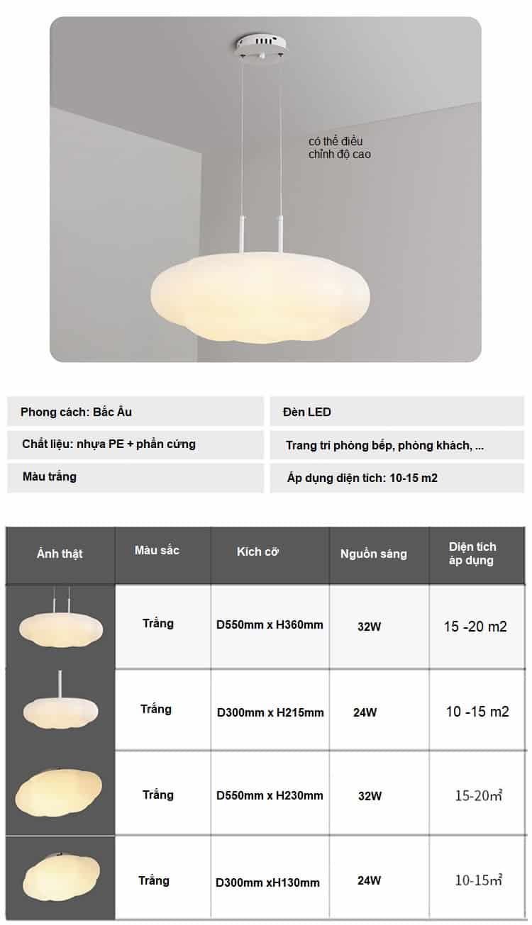 Đèn thả trang trí phòng đám mây màu trắng XL2018D 8