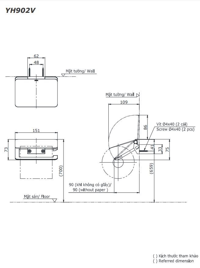 Móc treo giấy vệ sinh cao cấp TOTO YH902V 1