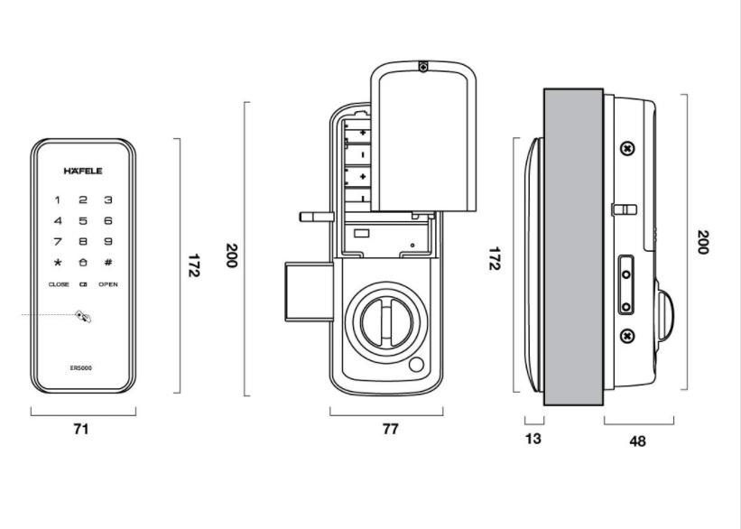 Khóa điển tử cho cửa sắt và gỗ Hafele ER5000 912.05.318 1